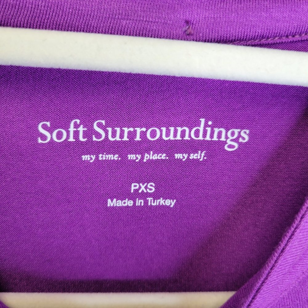 Soft Surroundings Women's PXS Popover Shirt Top Purple Roll Tab Sleeve - Picture 7 of 7